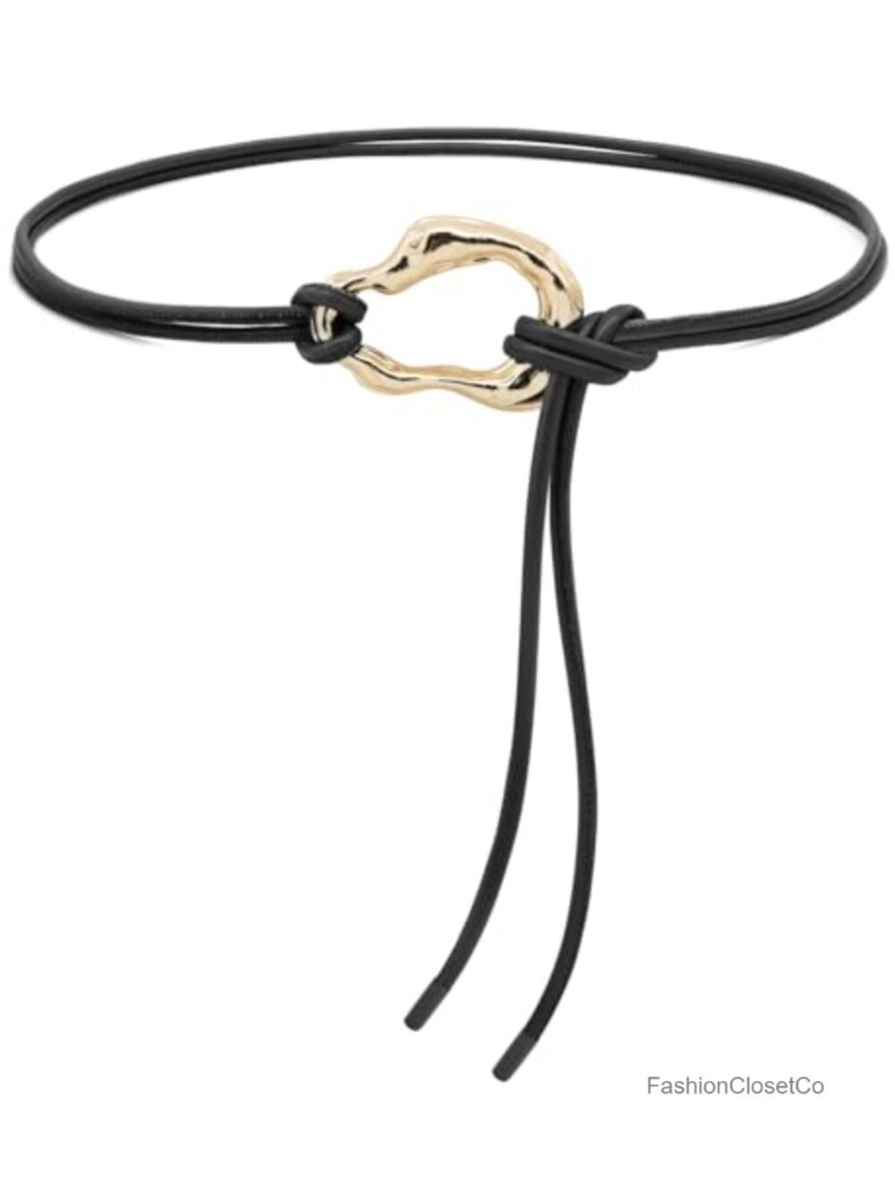 PU Leather Knotted Waist Belt Gold Buckle for Dresses